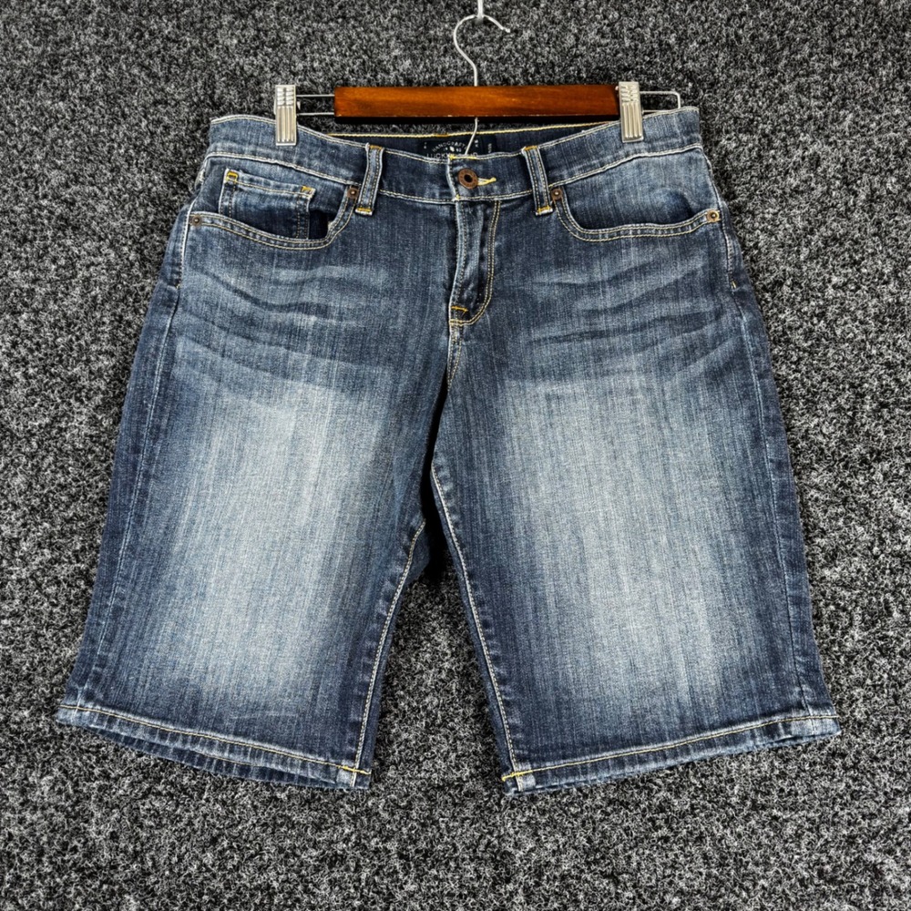 Lucky Brand The Bermuda Denim Shorts Womens 6/28 Dark Wash Blue Mid Rise 11in